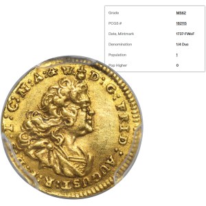 Augustus III of Poland, 1/4 Ducat Dresden 1737 FWôF - PCGS MS62