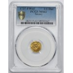 Augustus III of Poland, 1/4 Ducat Dresden 1737 FWôF - PCGS MS62