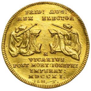 Augustus II the Strong, Vicariate 2 ducats Dresden 1711 ILH