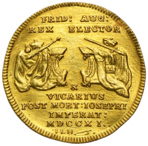 Augustus II the Strong, Vicariate 2 ducats Dresden 1711 ILH