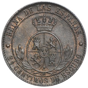 Spanien, Isabella II., 2 1/2 Centimos de Escudo, Sevilla 1868