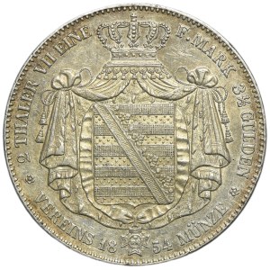 Germany, Saxony, Friedrich Augustus II, 2 Thaler Dresden 1854 F