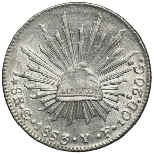 Mexico, Republic, 8 Reales Guanajuato 1863 Go YF