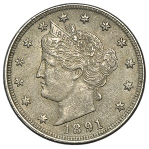 USA, 5 centov, Filadelfia, 1891