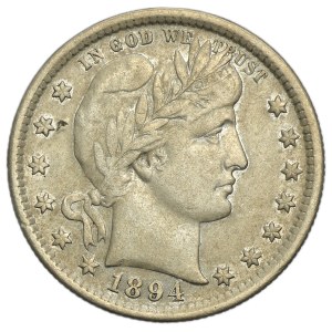 USA, 1/4 dolára San Francisco 1894 S – Barber