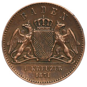 Niemcy, Wielkie Księstwo Badenii, Fryderyk I, 1 Krajcar Karlsruhe 1871