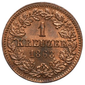 Germany, Duchy of Nassau, Adolph, 1 Kreuzer Wiesbaden 1863