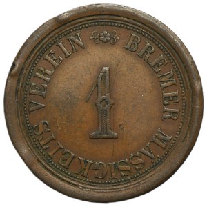 Germany, Bremen Temperance Society, Abstinence Token with Denomination 1, 19th century