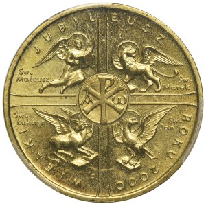 2 złote 2000 Wielki Jubileusz 200 Roku - PCGS MS64 - ODWROTKA, brak napisów na rancie