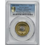 2 złote 2000 2000 Lat - PCGS MS65 - ODWROTKA, brak napisów na rancie