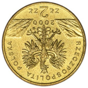 2 zlote, 2000 Dudek – ODWROTKA, no inscriptions on the edge