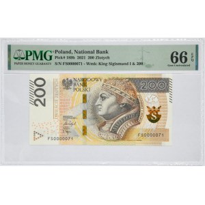 200 Złoty 2021 – FS 0000071 – PMG 66 EPQ – sehr niedrige Seriennummer