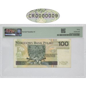 100 złotych 2012 - CR 0000009 - PMG 30 - ekstremalnie niski numer