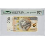 200 złotych 2021 - FR 0000011 - PMG 67 EPQ - bardzo niski numer binarny