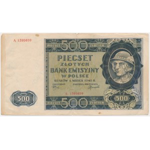 500 Złoty 1940 – A13... – Nummerierung der Londoner Fälschung