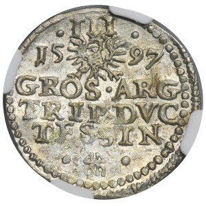 Silesia, Duchy of Teschen, Adam Wenzel, 3 Groschen Teschen 1597 - NGC MS61