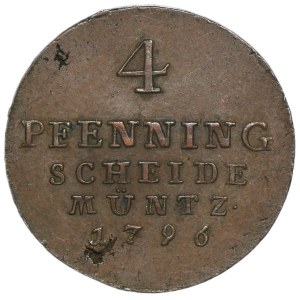 Allemagne, Brunswick-Calenberg-Hanovre, Georges III, 4 fenigs de Clausthal 1796 PLM