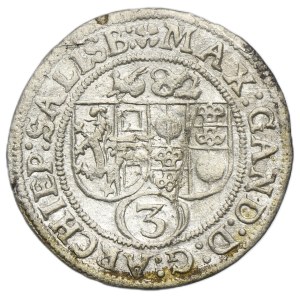 Austria, Archbishopric of Salzburg, Max Gandolf von Küenburg, 3 Kreuzer Salzburg 1682