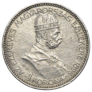Hungary, Franz Joseph I, 1 Korona Kremnitz 1896 KB