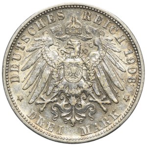 Germany, Bavaria, Otto, 3 Mark Munich 1908 D