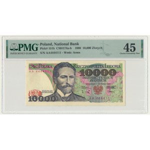 10 000 zlotys 1988 - AA - PMG 45 - joli numéro