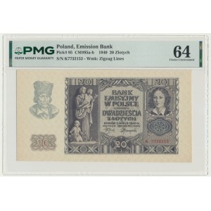 20 złotych 1940 - K - PMG 64