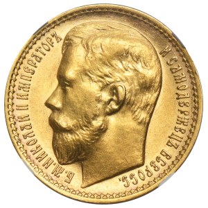 Rusko, Mikuláš II., 15 rublů, Petrohrad 1897, AГ – NGC AU58