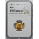 Russia, Nicholas II, 5 Rouble Petersburg 1902 AP - NGC MS65