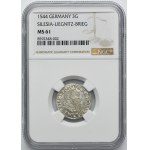 Silesia, Duchy of Liegnitz-Brieg-Wohlau, Friedrich II, 3 Groschen Brieg 1544 - NGC MS61