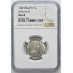 Sigismund II August, 4 Groschen Villnius 1568 - LI/LITVA - NGC MS63