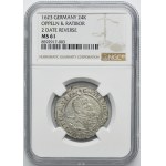 Silesia, Duchy of Oppeln-Rattibor, Gabriel Bethlen, 24 Kreuzer Oppeln 1623 ZB - NGC MS61