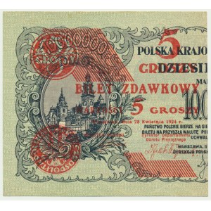 5 groszy 1924 - lewa połowa -