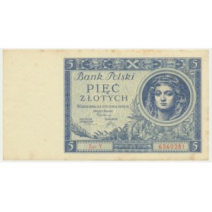 5 złotych 1930 - Ser.Y - rzadka odmiana jednoliterowa
