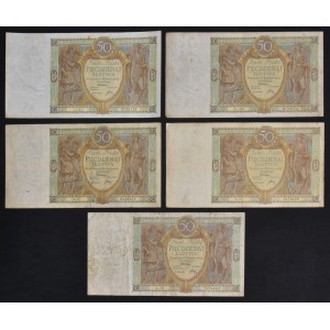 50 złotych 1929 - Ser.B.D.-B.T. (5 szt.)