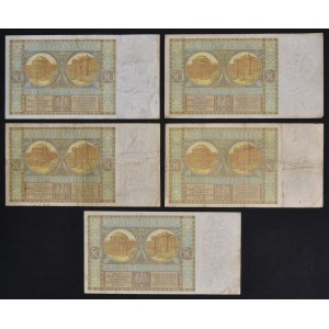 50 złotych 1929 - Ser.B.D.-B.T. (5 szt.)