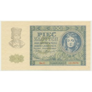 5 złotych 1940 - C - rzadka seria