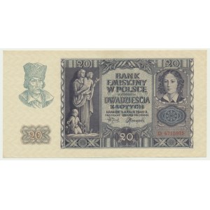20 złotych 1940 - D - rzadsza seria