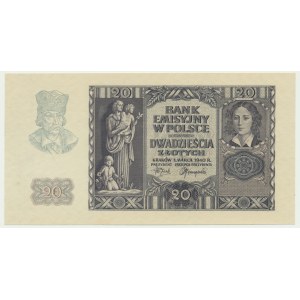20 zloty 1940 - sans série ni numérotation