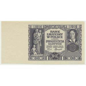 20 złotych 1940 - bez poddruku, oznaczenia serii i numeracji -
