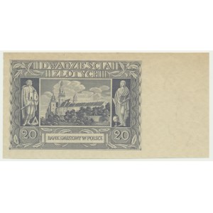 20 złotych 1940 - bez poddruku, oznaczenia serii i numeracji -