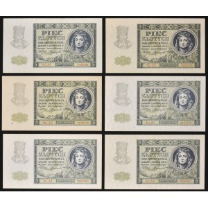 5 złotych 1941 - AA-AF - komplet serii (6 szt.)