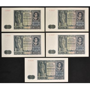 50 or 1941 - A-E - set de série (5 pièces)