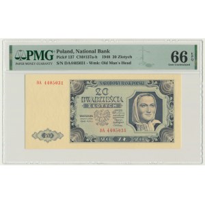 20 zlatých 1948 - DA - PMG 66 EPQ
