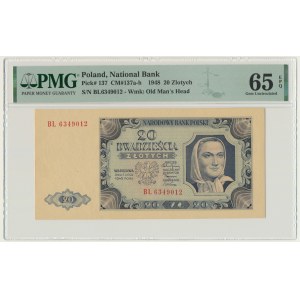 20 zlatých 1948 - BL - PMG 65 EPQ