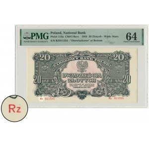 20 zlatých 1944 ...dlužíme - Rz - PMG 64 - náhradní série - RARE