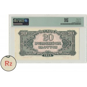 20 zlatých 1944 ...dlužíme - Rz - PMG 64 - náhradní série - RARE