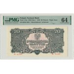 20 zlatých 1944 ...dlužíme - Rz - PMG 64 - náhradní série - RARE