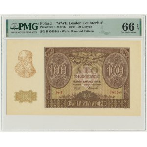 100 zloty 1940 - ZWZ - B - PMG 66 EPQ