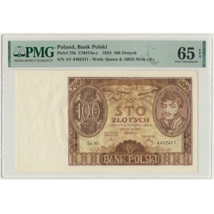 100 złotych 1934 - Ser. AV. - znw. +X+ - PMG 65 EPQ