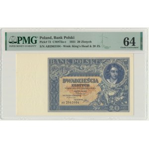 20 złotych 1931 - AB. - PMG 64
